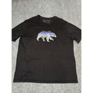 Patagonia Shirt Mens XL Black Fitz Roy Bear Graphic Organic Cotton Tee Outdoor